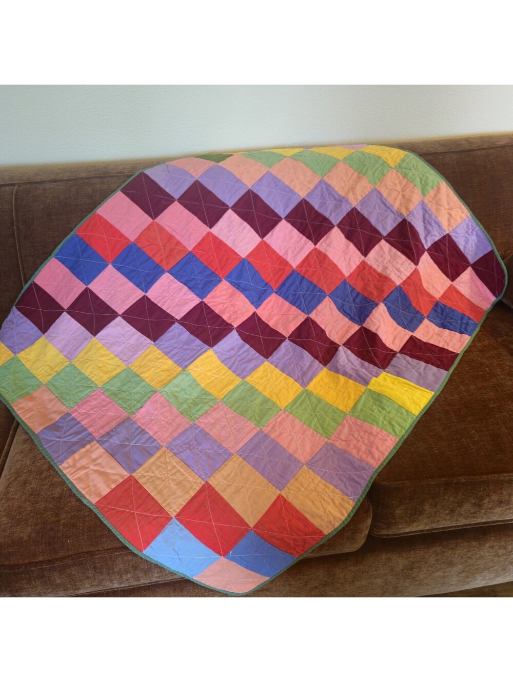 Vintage Patchwork Handmade Blanket 46"x36"  Crib, Toddler Bed., Lap Robe